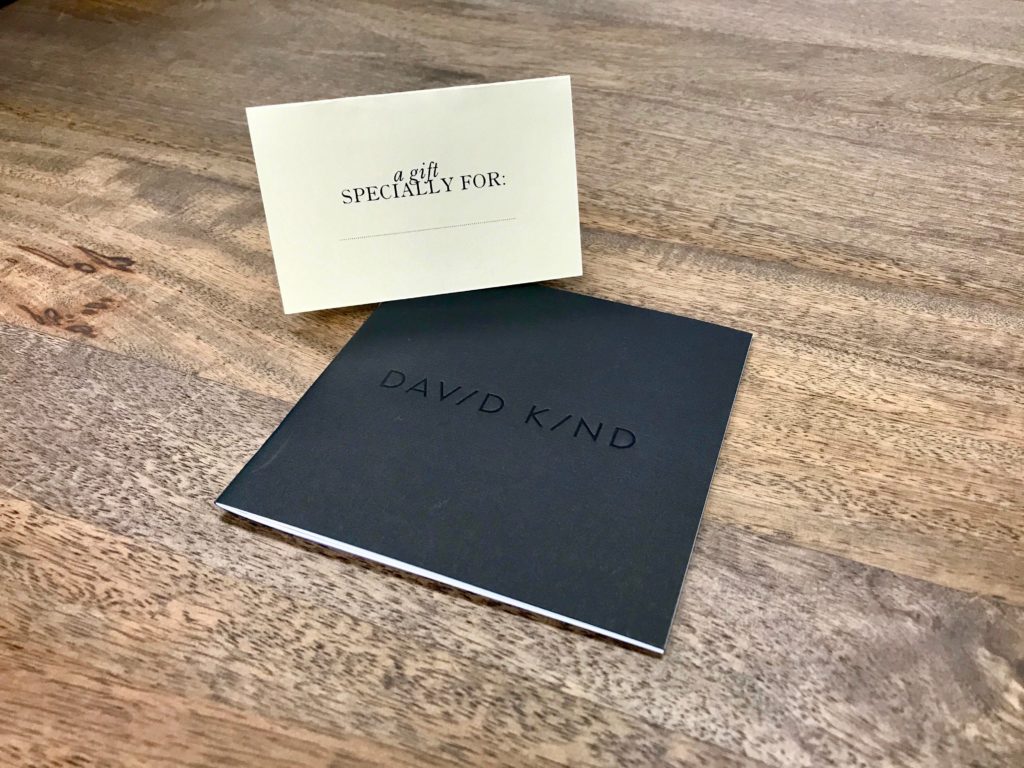 david kind gift card on table